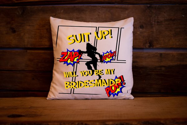 Comic Suit Up Wedding Cushion Personalised Personalized!Superhero Comic Book Wedding Will You Be My Best Man, Groomsman,Bridesmaid,Paige Boy