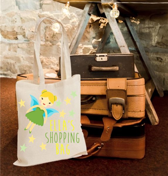 Fairytale Tote Bag Beauty and Beast,Peter Pan,Alice,Little Mermaid,Aladdin,Tinkerbell Personalized Personalised Children's Shopping Bag Gift