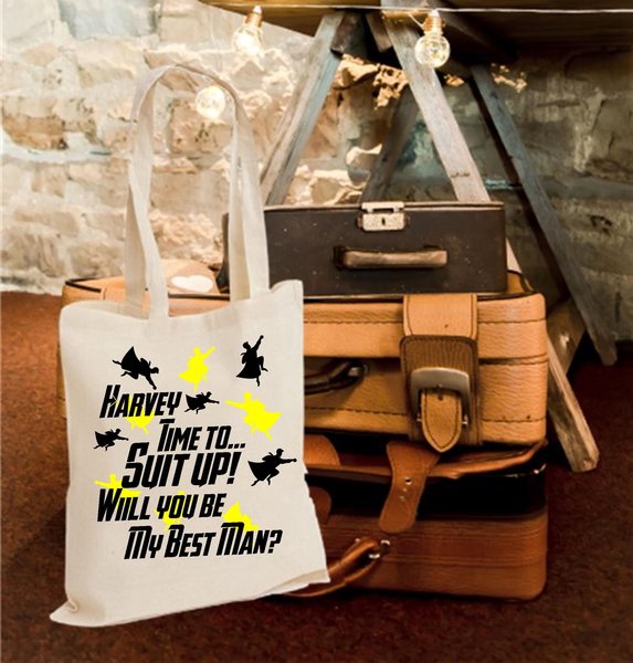 Tote Bag Superhero Flyers Personalised Personalized Mummy's Shopping Bag Will You Be My Best Man, Groomsman, Usher Comic Book Superhero Bag