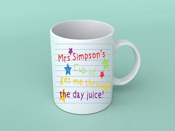 Thank You Teacher Mug!School Gift, Teaching Assistant Teacher Present Custom Get Me Through the Day Juice Teacher End of Year Gift Key Woker