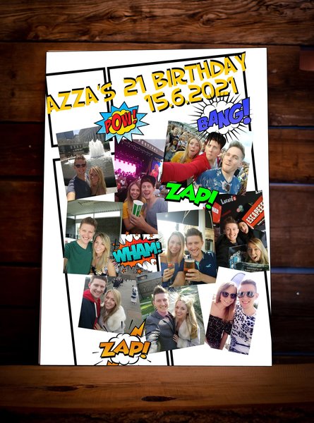 Superhero Photo Collage Correx Birthday Board Comic Book Superhero Party Display Board Personalised Personalised Custom Comic Book Theme