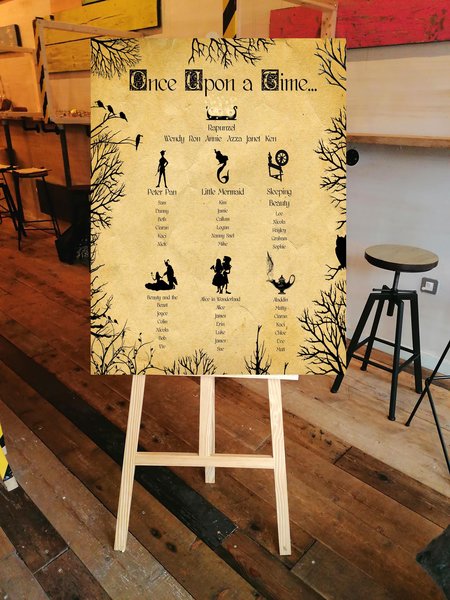 Fairytale Table Plan Poster Print Beauty and the Beast Aladdin Little Mermaid Sleeping Beauty Cinderella Woodland Personalised Wedding Sign