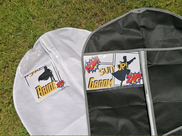 Comic Themed  Wedding Suit and Dress Bag Groom, Best Man, Groomsman, Usher,Father of the Bride/Groom Bride Bridesmaid Maid of Honour Honor