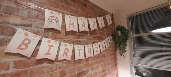 Rainbow Birthday Bunting Garland Decorations Decor Girls Birthday Party Home Party 1st Birthday 18th 21st Birthday Unicorn Princess Party