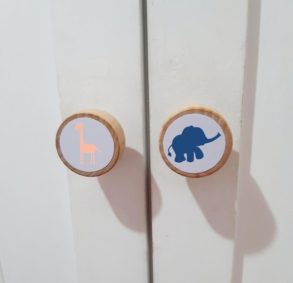 Animals Wardrobe Handles Drawer Handles Knobs Perfect for Upcycling Wardrobe, Chest of Drawers,Door, Boys Bedroom Jungle Safari Zoo Farm
