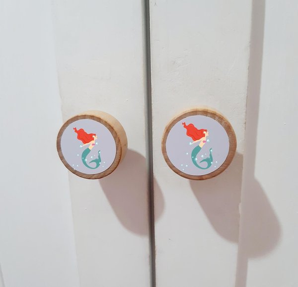 The LIttle Mermaid Handles Drawer Handles Knobs Perfect for Upcycling Wardrobe, Chest of Drawers, Door, Mermaid Bedroom,Girls Room,Fairytale