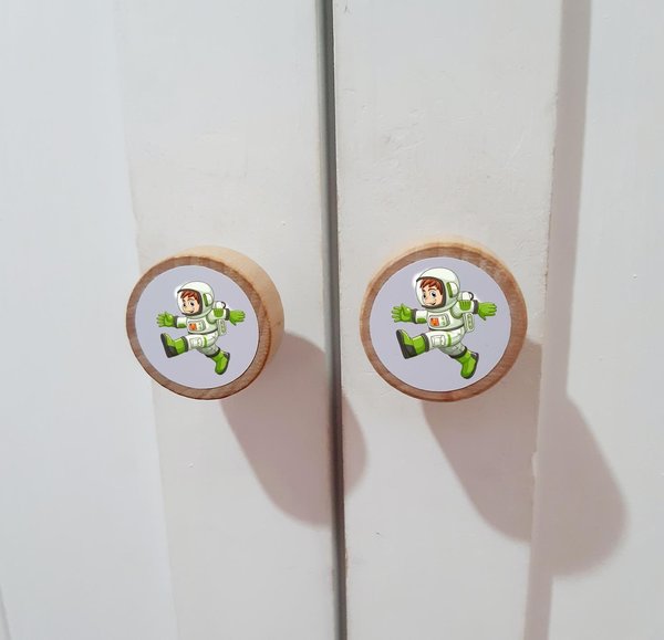Spaceman Wardrobe Handles Drawer Handles Knobs Perfect for Upcycling Wardrobe, Chest of Drawers,Door, Boys Bedroom Space Stars Rocket Planet