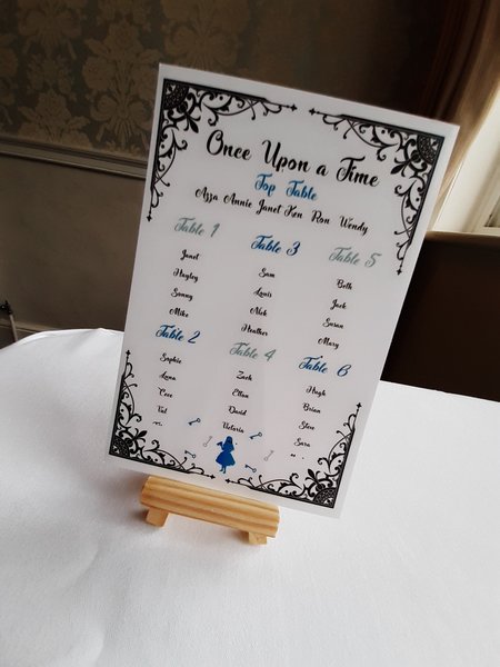 Alice in Wonderland Table Plan Correx Board Wedding Seating Chart Plan Fairytale White Table Plan Wedding Custom Personalised