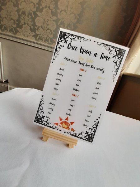 Jungle Sunset Lion Animals Table Plan Correx Board Wedding Seating Chart Plan Fairytale White Table Plan Wedding Custom Personalised King