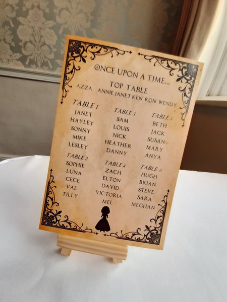 Snow White Table Plan Correx Board Wedding Seating Chart Plan Fairytale Black Silhouette Table Plan Wedding Custom Personalised Dwarfs