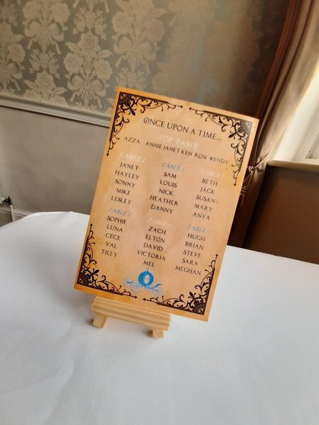 Cinderella Table Plan Correx Board Wedding Seating Chart Plan Fairytale Silhouette Blue  Table Plan Wedding Custom Personalised Carriage