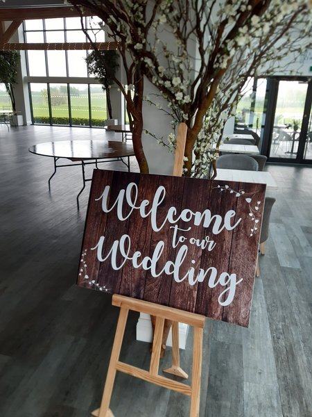 Welcome to our Wedding Board Sign Entrance Signage Personalised Personalized Custom Rustic Wood Effect Perfect for Easel Shabby Chic