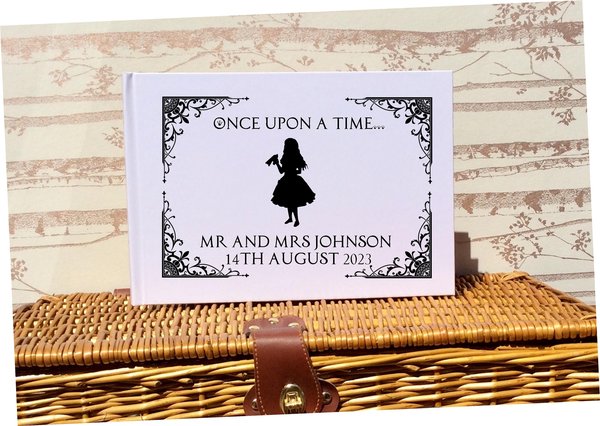 Alice in Wonderland Wedding Guestbook Silhouette Personalised Personalized Perfect for Wonderland and Fairytale Weddings Scrapbook White