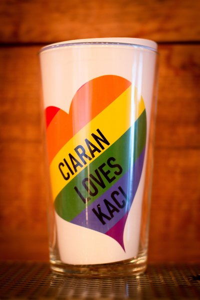 Rainbow Love Heart Personalised Beer Glass Perfect gifts for weddings, birthdays, wedding party presents, personalized personalised gifts