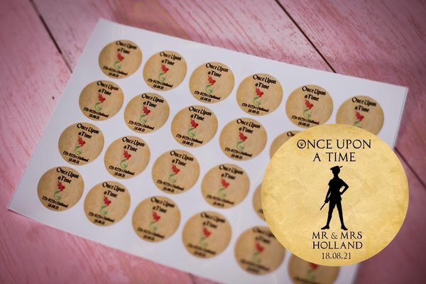 Peter Pan 100 x Stickers Self adhesive Personalised Personalized Custom Labels Stickers Jars, Candles, Craft, Wedding Neverland Black