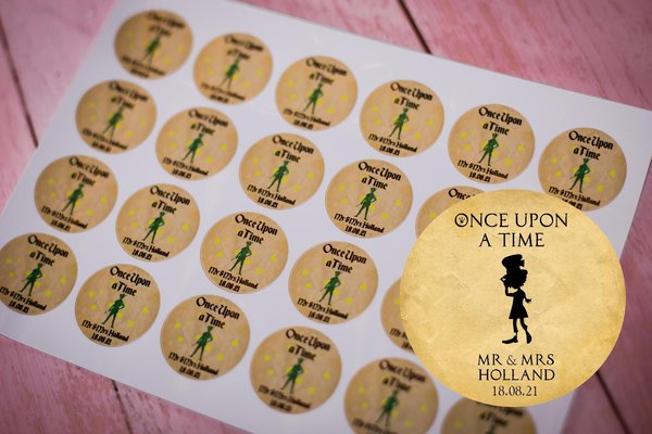 Mad Hatter 100 x Stickers Self adhesive Personalised Personalized Custom Labels Stickers Jars, Candles, Craft, Wedding Wonderland Black