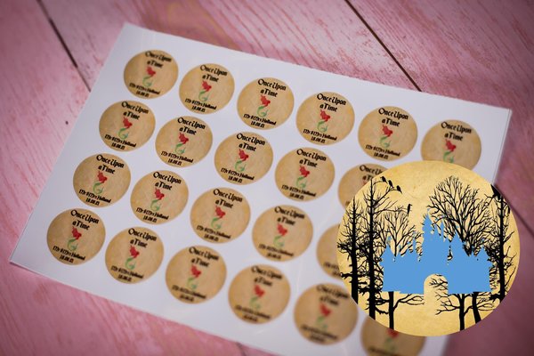 Fairytale Castle Woodland 100 x Stickers Self adhesive Personalised Personalized Custom Labels Stickers Jars, Candles, Craft, Wedding, Logo,