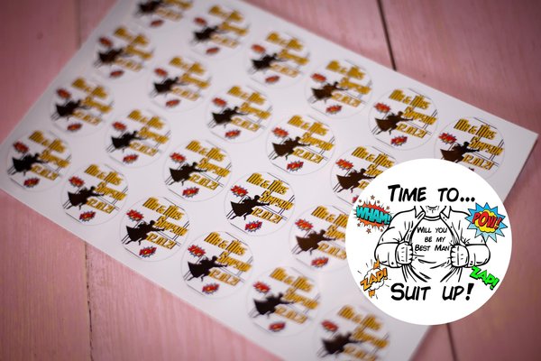 Suit Up 100 x Stickers Self adhesive Personalised Personalized Custom Labels Stickers Jars, Candles, Craft, Wedding, Logo