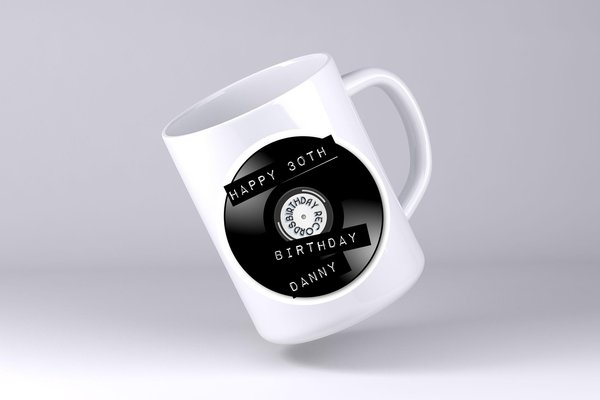 Record Vinyl Mug Music Lovers DJ Personalised Personalized Kitchen Gift Mug Cup Coffee Tea Teacher Gift Secret Santa Retro Disco Gift