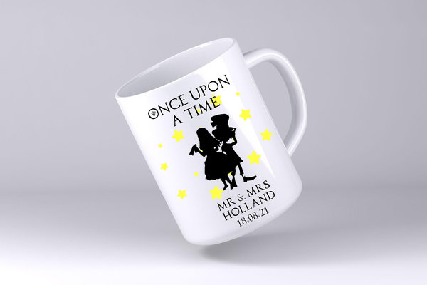 Alice and Mad Hatter Custom Mug Colour Mug Coffee Tea Gift Kitchen Fairytale Wonderland Personalised Personalized Custom Gift Silhouette