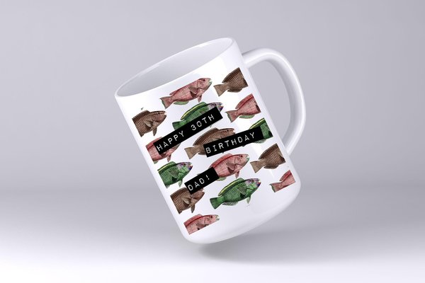 Fishing Birthday Personalised Personalized Birthday Present Fisherman Fish Coffee Tea Sports Gift Male Man Gift Custom Name Dad Grandad