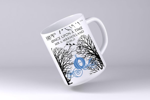 Cinderella Carriage Wedding Mug Custom Personalised Personalized Woodland Name Mother's Day Mum's Kitchen Gift Mug Cup Coffee Tea Silhouette