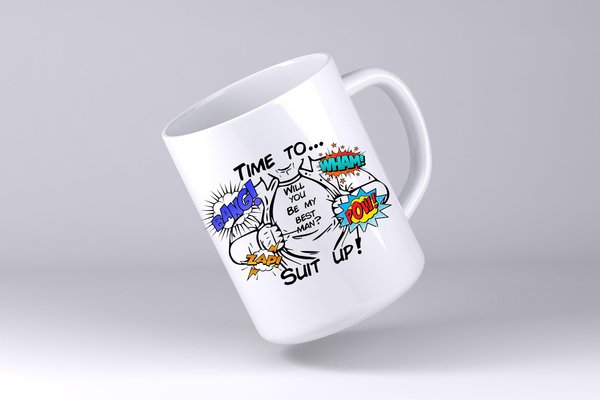 Time To Suit Up Superhero Mug Personalised Personalized Superhero Wedding Couple, Anniversary Best Man, Groom, Groomsman, Bride, Bridesmaid