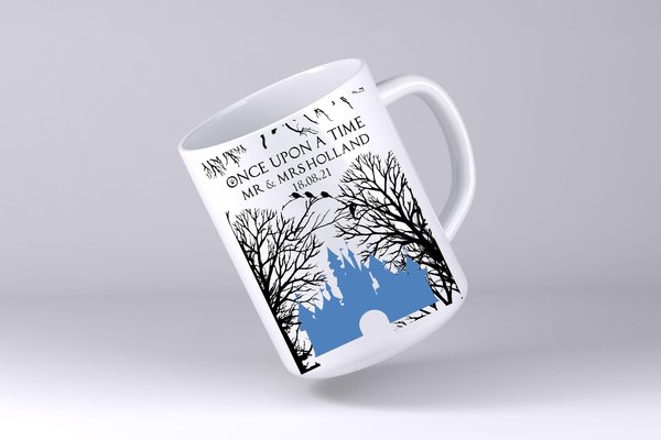 Fairytale Castle Wedding Mug Custom Personalised Personalized Woodland Mother Day Mum's Kitchen Mug Cup Coffee Tea Teacher Gift Silhouette