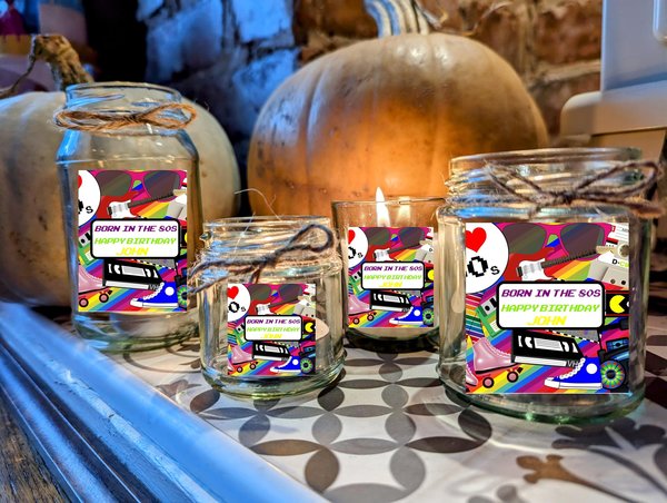 Born in the 80s Candle Quirky Candle Gift Present Favors Favours Custom Personalised Personalized Small, Medium, Large, Wax Fill Retro