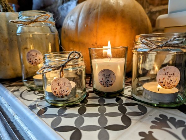 Thank you Flower Candle Wedding Birthday Anniversary Candle Gift Present Favors Favours Custom Personalised Small, Medium, Large,Wax Teacher