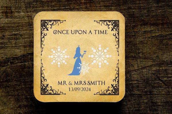 Ice Queen Snow Queen Fairytale Wedding Coasters Favours Favors Personalized Personalised Engagement Anniversary Birthday Gift Present Colour
