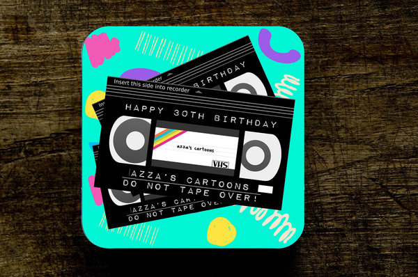 Movie VHS Tape Coaster Personalised Personalized Custom Movie Prop Gift Present Film Fan Coffee Tea Beer Gin Movie Themed Party