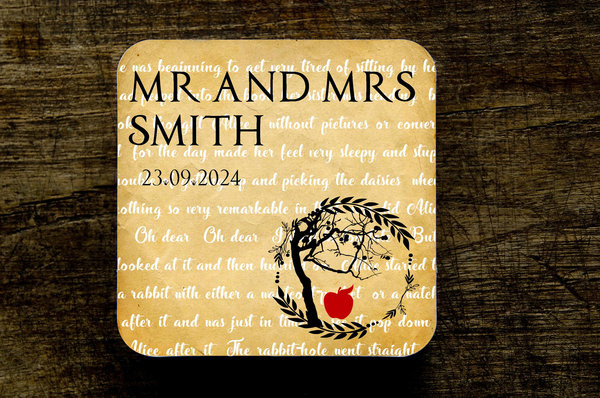 Snow White Storybook Fairytale Wedding Coasters Favours Favors Personalized Personalised Engagement Anniversary Birthday Gift Present