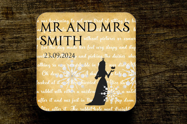 Ice Queen Storybook Fairytale Wedding Coasters Favours Favors Personalized Personalised Engagement Anniversary Birthday Gift Present
