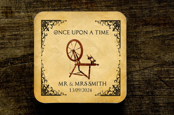 Sleeping Beauty Spindal Fairytale Wedding Coasters Favours Favors Personalized Personalised Engagement Anniversary Birthday Gift Present Col