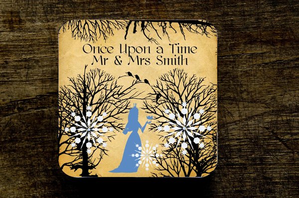 Ice Queen Woodland Fairytale Wedding Coasters Favours Favors Personalized Personalised Engagement Anniversary Birthday Gift Present Colour