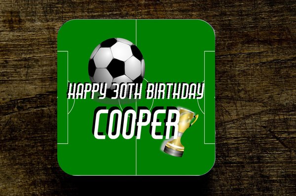 Football Name Birthday Coaster Personalised Personalized!Big Birthday Keepsake Nostalgia, Retro,Beer,Coffee, Tea Custom Fathers Day Soccer