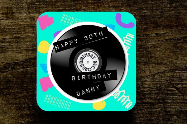 Record Coaster Personalised Personalized Custom Music Prop Gift Present Music Fan Coffee Tea Beer Gin Music DJ 80s 90s Themed Party