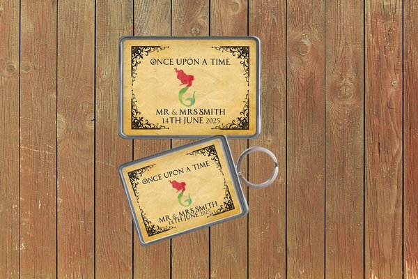 Little Mermaid Fairytale Wedding Keychain  Keyring Magnets Favours Favors Personalized Personalised Custom Brithday Fairytale Wedding