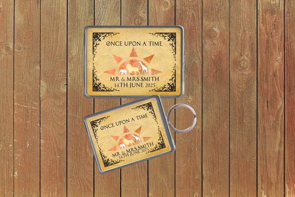 African Sunset Wedding Keychain  Keyring Magnets Favours Favors Personalized Personalised Custom Brithday Wedding Lion King of the Jungle