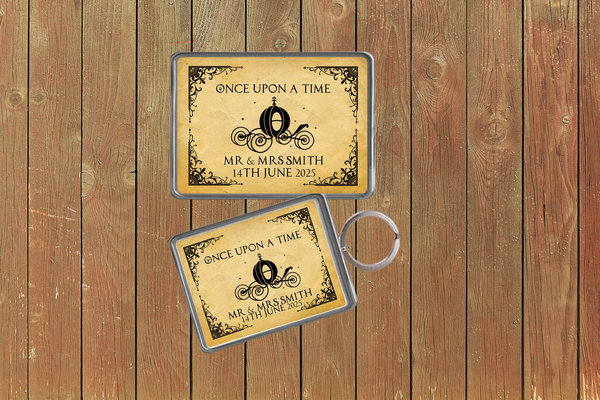 Cinderella Carriage Fairytale Wedding Keychain  Keyring Magnets Favours Favors Personalized Personalised Custom Brithday Fairytale Black