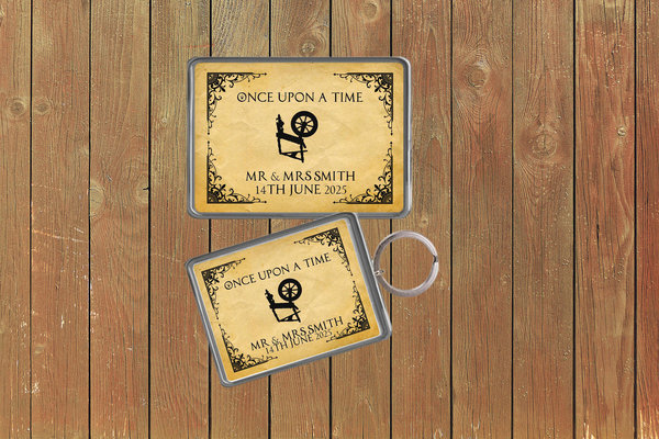 Sleeping Beauty Wedding Keychain  Keyring Magnets Favours Favors Personalized Personalised Custom Brithday Wedding Fairytale Black