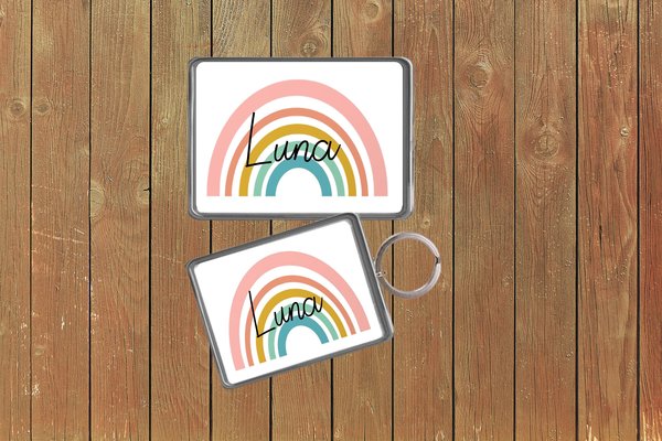 Rainbow Name Keychain Keyring Magnets Favours Favors Personalized Personalised Custom Brithday Wedding Birthday Mother's Day Mum Child's Key
