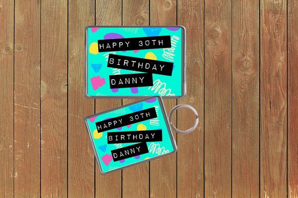 80s Retro Birthday Keychain Keyring Magnets Favours Favors Personalized Personalised Custom Birthday Party Bag Gifts Big Birthday Gift
