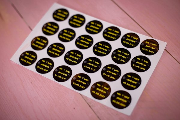 Space 100 x Stickers Self adhesive Personalised Personalized Custom Labels Stickers Jars, Candles, Craft, Wedding, Logo, Gloss Finish