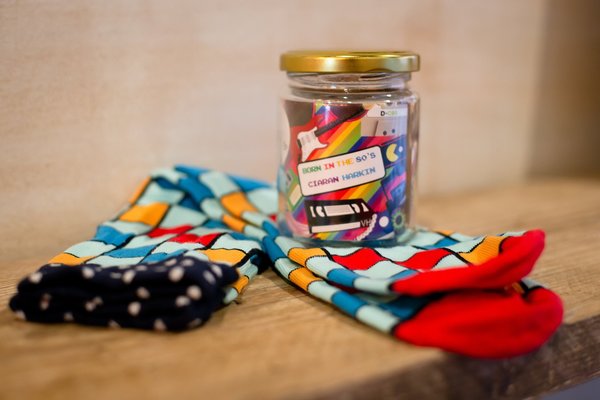 80's Sock Jar Born in the 80s Birthday Gift Present Personalised Personalized!Big Birthday Keepsake Nostalgia, Retro,Decades,Milestone