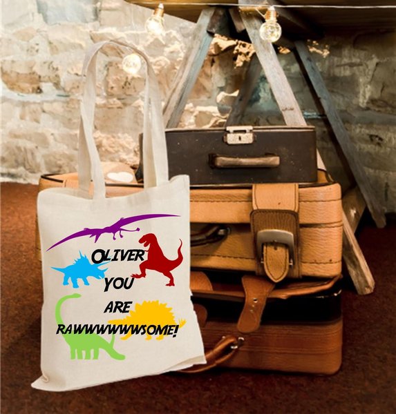 Dinosaur Tote Bag My Daddy Mummy is Roarsome Shopping Bag Personalised Personalized!Perfect Father's Day, Dad, Mum, Mummy Daddy Birthday Bag