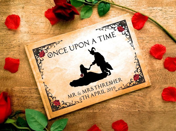 Beauty and the Beast Silhouette Wedding Guestbook Personalised Personalized Perfect for Romantic and Fairytale Weddings Scrapbook Album