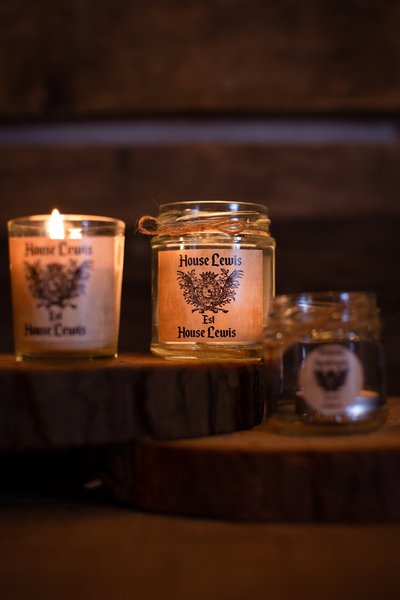 Coat of Arms Candle Small Medium Wax Bell Jar Personalised Personalized Perfect For Castle Medevil Weddings,Favor Favour Custom Name Candle
