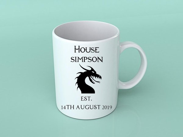 Coat of Arms Mug Custom Personalised Personalized Wedding Gift Present Castle Barn Weddings Medevil Established Kitchen Coffee Tea Sugar
